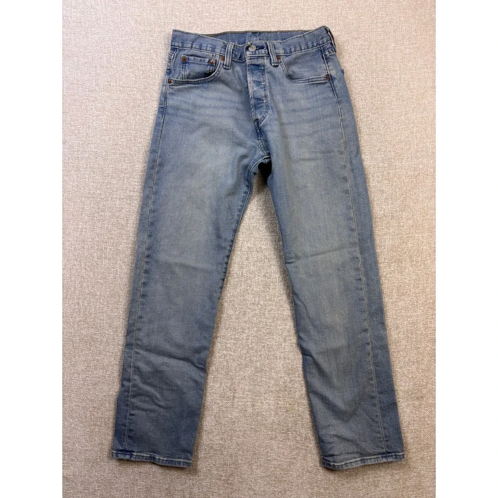 Levis 501 Original Fit Jeans Mens 28x30 Light Wash Blue Straight Leg Denim